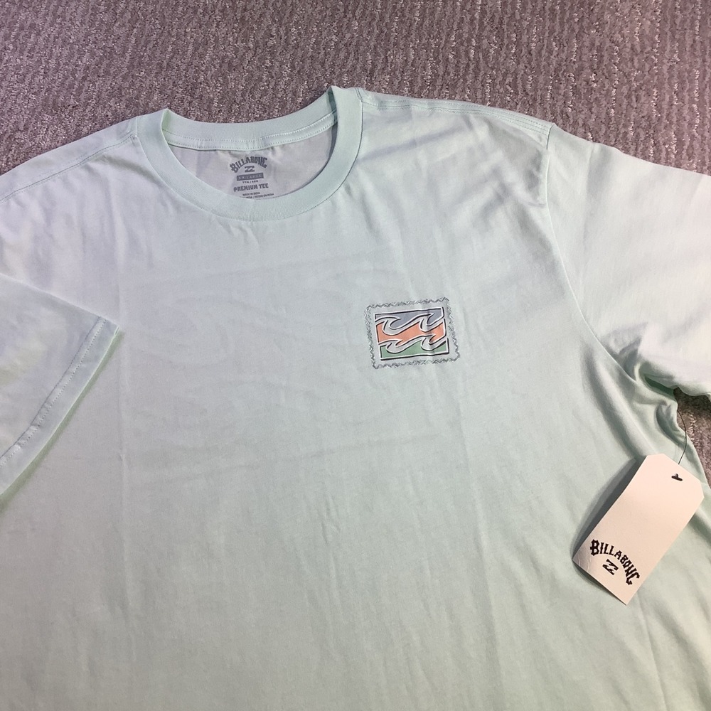 Billabong Mens Crayon Wave Premium SS Graphic T-Shirt Sea Green Size XXL NWT